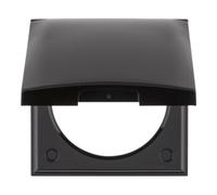 Hager - Cadre 1 poste avec couvercle noir brillant