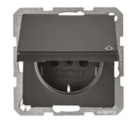 berker Berker Prise SCHUKO anthracite/satinée avec couvercle rabattable 47516086 Quantité:1