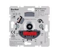 Berker Variateur rotatif encastré NV avec softrast. 2873 20-500W/VA LED, Bouton + interrupteur, Argent