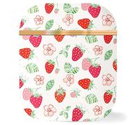 Berkin Arts Compatible avec AirPods 2 et AirPods 1 Génération Etui Coque Rigide en Or Rose avec Porte-clés Surréalisme Pop Fraise