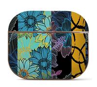 Berkin Arts Compatible avec AirPods Pro 1 Génération Etui Coque Rigide en Or Rose avec Porte-clés Art Abstrait géométrique Motif Floral néon