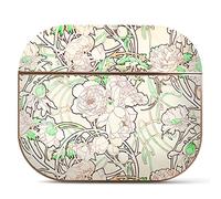 Berkin Arts Compatible avec Arte Coque AirPods 3 Génération Etui Coque Rigide en Or Rose avec Porte-clés Cloisonnisme Fleur de néon de Jardin (Alphonse Mucha-Pivoines)