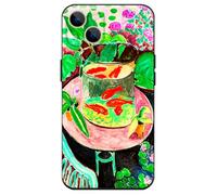 Berkin Arts Compatible avec Coque iPhone 14 en Silicone avec Protecteur d'écran Koi Fish Water Lily Botanical (Henri Matisse-Poisson Rouge)