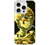 Berkin Arts Compatible avec iPhone 16 Pro Coque Transparente [Compatible avec MagSafe], Post-impressionnisme (Tête de Squelette de Van Gogh)