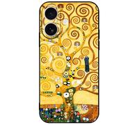 Berkin Arts Compatible avec iPhone 17 Coque Étui en Silicone avec Protection Écran Fleurissement Esthétique Fantaisiste Kaki (l'arbre de Vie par Gustav Klimt)