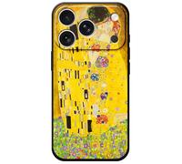 Berkin Arts Compatible avec iPhone 17 Pro Coque Étui en Silicone avec Protection Écran Fleurissement Léger Jaune (Le Baiser par Gustav Klimt)