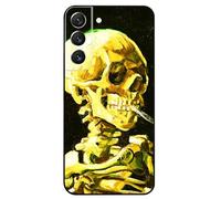 Berkin Arts Compatible avec Samsung Galaxy S22 Coque Premium Silicone Post-impressionnisme (Vincent Van Gogh-Crâne de Squelette fumant Une Cigarette)