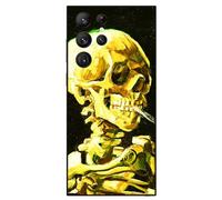Berkin Arts Compatible avec Samsung Galaxy S22 Ultra Coque Premium Silicone Post-impressionnisme (Vincent Van Gogh-Crâne de Squelette fumant Une Cigarette)