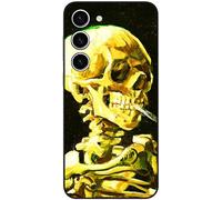 Berkin Arts Compatible avec Samsung Galaxy S23+ Plus 5G Coque Premium Silicone Post-impressionnisme (Vincent Van Gogh-Crâne de Squelette fumant Une Cigarette)