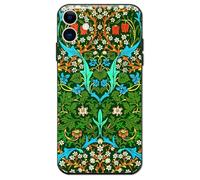 Berkin Arts Compatible Coque iPhone 12 Mini en Silicone avec Protecteur d'écran Motif Art Nouveau décoratif (William Morris-Prunellier)