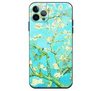 Berkin Arts Compatible Coque iPhone 12 Pro en Silicone avec Protecteur d'écran Fleur Post-impressionniste (Vincent Van Gogh-Amandier en Fleurs)