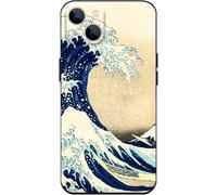 Berkin Arts Compatible Coque iPhone 15 Plus en Silicone avec Protecteur d'écran Style Japonais Ukiyo-e (Katsushika Hokusai-La Grande Vague)