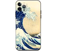 Berkin Arts Compatible Coque iPhone 15 Pro en Silicone avec Protecteur d'écran Style Japonais Ukiyo-e (Katsushika Hokusai-La Grande Vague)