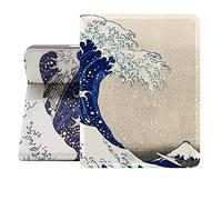 Berkin Arts Coque pour iPad 11 Pouces(A16) 2025, iPad 10ème Génération 10,9 Pouces 2022 Étui de Protection en Cuir Premium Ukiyo-e Style Japonais (Hokusai-La Grande Vague)
