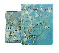 Berkin Arts Coque pour iPad Air 11 Pouces (M3) 2025/(M2) 2024, Air 5ème 2022/4ème 2020 10.9 Pouces Étui de Protection en Cuir Premium Cloisonnisme Vert Fleur Florale (Van Gogh-Fleur d'amandier)