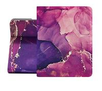 Berkin Arts Coque pour iPad Mini7 2024/iPad Mini6 2021 8,3 Pouces Étui de Protection en Cuir Premium Synchronisme Mauve Cinabre Cyan Marbrure de Papier