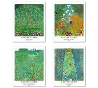 Berkin Arts Peinture de Modèle d'art Décoratif en 4 Pièces, Décoration Murale d'image de Motif de Fleurs Sans Cadre, taille du papier d'art: 28x35 cm,HD Premium Cadeau Pour Bureau Gustav Klimt Fotos