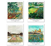 Berkin Arts Peinture de Modèle d'art Décoratif en 4 Pièces, Décoration Murale d'image de Motif de Paysage Sans Cadre, taille du papier d'art: 28x35 cm, Artistiques Pour Salon Vincent Van Gogh Poster