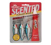 Berkley Lot de 3 leurres de pêche parfumés Flicker Shad Pro - Tigre bleu - 5 cm - Taille : profil et profondeur de plongée imitant l'ombre réelle - Équipé d'un hameçon Fusion19