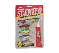 Berkley Lot de 5 leurres de pêche parfumés Flicker Shad Tiger, Assortis, 3/453,6 g, 5,1 cm | Crankbaits de 5 cm, Taille, Profil et Profondeur de plongée imitant l'ombre réelle, équipé d'un Crochet