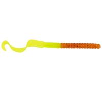 Berkley PowerBait® Power Worm Appât de pêche à la Chartreuse de Citrouille, 18 cm, saveur irrésistible, Profil de ver à Queue bouclée Classique, idéal pour la pêche au Printemps, en été et en Automne