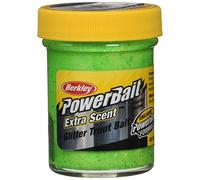 Berkley powerbait select glitter troutbait pâte appât pour pêche à la truite fluo vert jaune twin pack 50 g Vert