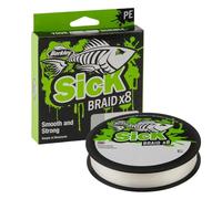 Berkley Sick Braid Fil de pêche tressé, 8 brins, 300 m, pour la pêche en eau douce ou en eau salée, blanc ou noir, 0,10 mm, 7,5 kg