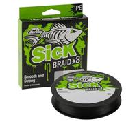Berkley Sick Braid Fil de pêche tressé, 8 brins, 300 m, pour la pêche en eau douce ou en eau salée, blanc ou noir, 0,19 mm - 18 kg)