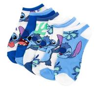 Berkshire Fashions Lilo and Stitch Lot de 6 paires de socquettes pour femme Arcs-en-ciel et fleurs