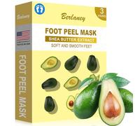 Berlaney Masque Pieds Exfoliant, 3 Paires, Soin pour Pieds Secs, Talons Fendus, Callosités, Retire la Peau Morte, Pieds Doux, Spa à la Maison ou Voyage (Beurre de karité)