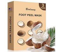 Berlaney Masque Pieds Exfoliant, 3 Paires, Soin pour Pieds Secs, Talons Fendus, Callosités, Retire la Peau Morte, Pieds Doux, Spa à la Maison ou Voyage (Noix de coco)