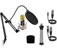 Berlin 1800 Gold Pro - Microphone de Condesandor Étude - Inclut Le Support, Anti-Pop - Fil et Une Réponse en Fréquence de 20 Hz/20 KHz - Microphone de directivité Cardioïde, de Couleur Or
