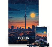 Berlin, Allemagne Paysage Urbain Nocturne Puzzle 1000 pièces pour Adultes Stimule la réflexion stratégique Loisirs Lumineux Idée Cadeau de Noël (38x52cm)
