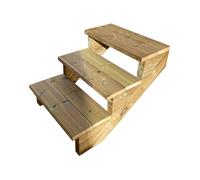 BERLIN Escalier extérieur bois 3 marches H 54cm L-60cm - sans contre marche