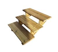 Vinuovo- Escalier extérieur Bois - Berlin - 3 marches H 54 cm - sans Contre-marches, Largeur 80 cm - Vinuovo- Escalier en kit, en Bois Autoclave. pour Jardin. Balcon et Terrasse