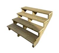 Vinuovo- Escalier extérieur Bois - Berlin - 4 Marches H 71 cm - sans Contre-marches, Largeur 120 cm - Vinuovo- Escalier en kit, en Bois Autoclave. pour Jardin. Balcon et Terrasse