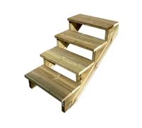 Vinuovo- Escalier extérieur Bois - Berlin - 4 Marches H 71 cm - sans Contre-marches, Largeur 60 cm - Vinuovo- Escalier en kit, en Bois Autoclave. pour Jardin. Balcon et Terrasse