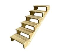 Vinuovo- Escalier extérieur Bois - Berlin - 6 Marches H 105 cm - sans Contre-marches, Largeur 80 cm - Vinuovo- Escalier en kit, en Bois Autoclave. pour Jardin. Balcon et Terrasse
