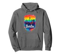 Berlin Germany City Tour TV Skyline Aquarelle Arc-en-ciel Sweat à Capuche