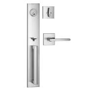 Berlin Modisch Full Escusheseon mancheset Front Front Door Entry Handle and Deadbolt Lock Set Slim Square Single Cylinder pene morte et levier He
