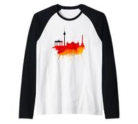 Berlin Skyline Allemagne Drapeau Allemand Drapeau Berlin Manche Raglan