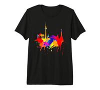 Berlin Skyline Art Peinture des Couleurs Vives Peintures T-Shirt Haut de Gamme