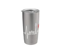 Berlin Skyline Heartbeat Heart Germany Fan Capital Berlin Gobelet isotherme en acier inoxydable double paroi