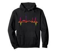 Berlin Skyline Heartbeat LGBT Rainbow Gay Pride Queer Love Sweat à Capuche