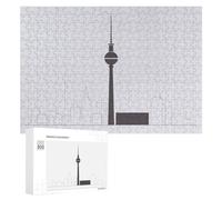 Berlin TV Tower Minimalist Skyline : Idée Cadeau Festive, 300 PCS Puzzle Décoratif en Bois, pour Jouer Seul Ou À Plusieurs