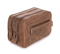 Berliner Bags Max Grande Trousse de Toilette en Cuir Véritable avec 2 Compartiments, Élégante et Durable, Idéale pour Le Voyage, la Salle de Bain ou Le Quotidien, pour Homme et Femme - Marron