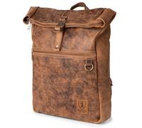 Berliner Bags Utrecht XL Sac à Dos en Cuir Véritable avec Compartiment pour Ordinateur Portable 17 Pouces - Roll-Top Élégant pour Homme et Femme, Idéal pour le Vélo ou le Quotidien - Marron