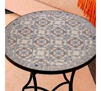 Berliner Table d'appoint Ronde en mosaïque pour Jardin et terrasse avec Pieds en Fer forgé antirouille, Petite Table décorative pour extérieur et intérieur, Ø60 x 71 cm
