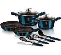 Berlinger Haus Aquamarine Set de 10 casseroles à induction en aluminium anti-adhésif 2 casseroles 2 poêles à frire bleu marine