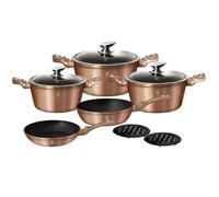 Berlinger Haus Rose Gold Batterie de Cuisine à Induction 10 Pièces Antiadhésive Marbre sans PFOA, Aluminium, 3 Casseroles, 3 Couvercles, 2 Poêle à Frire, 2 Sous-plat, Design Metallic Line BH-1220N